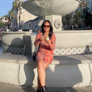 Tie dye mesh long sleeve dress